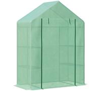 Outsunny Invernadero de Jardín Vivero Casero con 4 Estantes Puerta Enrollable Cubierta de PE 140g/m² y Marco de Acero para Cultivos Aosom España
