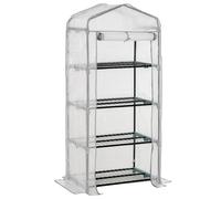 Outsunny Invernadero de lona, invernadero, mini-invernadero, casa de plantas, semillero, 4 baldas, 70 x 50 x 160 cm, Blanco