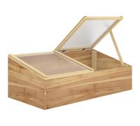 Outsunny Invernadero de Madera Huerto Urbano Vivero Casero con Doble Tapa de Policarbonato Abatible para Cultivo de Plantas Huerto Jardín Terraza Patio Exterior 100x50x36 cm Natural