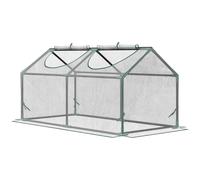 Outsunny Invernadero de Terraza 120x60x60 cm Caseta de Jardín Acero con 2 Ventanas Enrollables Vivero Casero para Cultivo de Plantas Verduras Flores