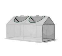 Outsunny Invernadero de Terraza 120x60x60 cm Caseta de Jardín Acero con 2 Ventanas Enrollables Vivero Casero para Cultivo de Plantas Verduras Flores