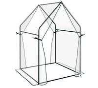 Outsunny Invernadero de Terraza con 2 Puertas con Cremallera Anti-UV para Cultivo de Plantas Flores 90x90x145 cm Transparente