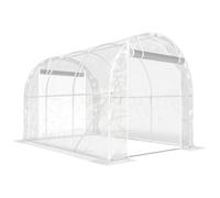 Outsunny Invernadero de Túnel 3x2x2 m con 2 Puertas Enrollables Estructura de Acero Galvanizado Cubierta PE Anti-UV Transparente