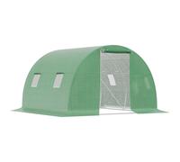 Outsunny Invernadero de Túnel 3x3x2 m con Puerta Enrollable 4 Ventanas de Malla y Estructura de Acero Galvanizado Verde