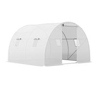 Outsunny Invernadero de Túnel 3x3x2 m con Puerta Enrollable 4 Ventanas de Malla y Estructura de Acero Galvanizado Blanco