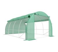 Outsunny Invernadero de Túnel 4x3 m con Puerta y 8 Ventanas de Malla Enrollables Invernadero de Huerto para Patio Jardín Verde Aosom España