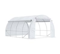 Outsunny Invernadero de Túnel 4x3x2 m con Estructura de Acero Cubierta PE Invernadero Jardín con Puerta y Laterales Enrollables Aosom España