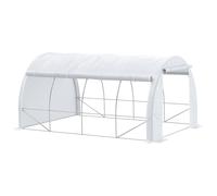 Outsunny Invernadero de Túnel 4x3x2 m Jardín con Puerta 8 Ventanas Enrollables Polietileno 140 g/m² Acero Galvanizado Blanco Aosom España