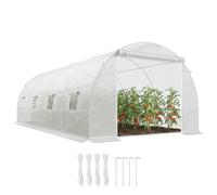 Outsunny Invernadero de Túnel 6x3x2 m, Invernadero de Terraza Blanco | 8 Ventanas, Puerta Cremallera, Cubierta de Polietileno 140 g/m², Estructura de Acero, Cultivo Plantas Verduras, Exterior