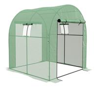 Outsunny Invernadero de Túnel con 2 Puertas Enrollables 2 Ventanas de Malla y Marco de Acero Cubierta PE 135g/m² Anti-UV Verde Aosom España