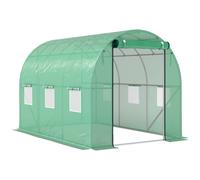 Outsunny Invernadero de túnel de jardín 3x2x2 m con puerta enrollable y grandes ventanas, en acero galvanizado y PE, Verde Aosom España