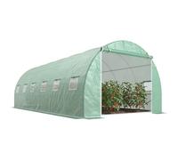 Outsunny Invernadero de Túnel de Jardín 6x3x2 m con Puerta Verde | Invernadero Exterior Grande para Huerto con 12 Ventanas, Ideal para Cultivos, Plantas, Verduras y Flores
