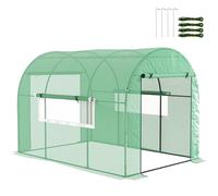 Outsunny Invernadero de túnel de Polietileno de 3 x 2 x 2 m con Puertas y Ventanas de Malla, Tienda de campaña con Cubierta de Polietileno Resistente a los Rayos UV y Marco de Acero, Verde