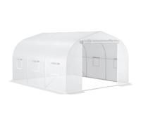Outsunny Invernadero en Túnel de Jardín med 3,5x3x2 m con Puerta y 6 Ventanas Enrollables Acero galvanizado y lona PE de alta densidad Aosom España