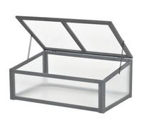 Outsunny Invernadero frío de Madera para Plantas 100 x 65 x 40cm Gris | Pequeño invernadero de policarbonato, tapa superior abatible e inclinable