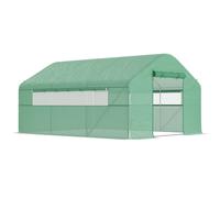 Outsunny Invernadero Grande Invernadero de Túnel con Cubierta de PE Anti-UV Puerta Enrollable con Cremallera 4x3x2 m Verde Aosom España