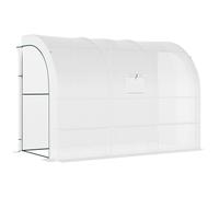Outsunny Invernadero, Invernadero de jardín con Cubierta de Plástico resistente a los UV, 3 niveles, Puertas con Cremallera, Blanco Aosom España