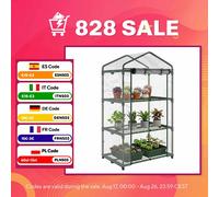 Outsunny Invernadero de Jardín con 3 Estantes Metálicos y Puerta Enrollable Vivero Casero de Terraza Exterior para Cultivo Plantas Flores Macetas