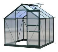 Outsunny Invernadero para Terraza 2x2 m Policarbonato y Aluminio Vivero Casero con Tragaluz Protección UV30 y Base 3,65 m² Transparente Aosom Espa