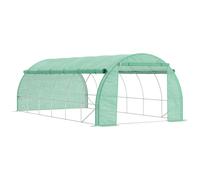 Outsunny Invernadero para Terraza Invernadero de Túnel con Puerta y 12 Ventanas de Malla Enrollables 6x3x2 m Verde Aosom España