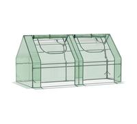 Outsunny invernadero pequeño invernadero de exterior con cubierta doble ventanas y marco de acero cubiertas de pe 140g/㎡ y de pvc para cultivar tomates plantas flores 180x90x90 cm verde 180 cm