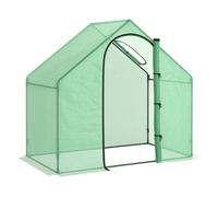 Outsunny invernadero pequeño invernadero de exterior con ventana puerta con cremallera marco de acero y cubierta de pe 140g/㎡ para cultivar tomates plantas flores 180x100x168 cm verde 100 cm