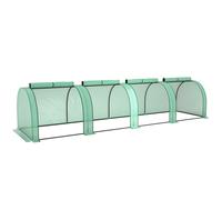 Outsunny Invernadero Pequeño Invernadero de Jardín para Cultivo de Plantas con 4 Ventanas Enrollables 395x100x80 cm Verde