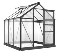 Outsunny Invernadero policarbonato 6x6 ft Puerta corredera Gris | Invernadero, Invernadero para plantas de jardín, Ventana, Marco de aluminio, Cimientos, Grande, Para exterior