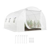 Outsunny Invernadero túnel 13' x 9.8' x 6.6' con Cubierta de PE Blanco | 2 varillas de soporte, puerta y ventanas de malla, invernadero para plantas, patio, césped, jardín