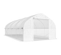 Outsunny Invernadero Túnel 6x3x2 m con Anti-UV y Puerta Enrollable con Cremallera Paredes Laterales con Malla Blanco Aosom España