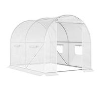 Outsunny Invernadero túnel jardín 6m² 3x2x1.9m Puerta Blanca | Acero galvanizado reforzado Ø 2.4 cm, ventanas, HDPE