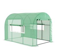Outsunny Invernadero túnel para huerto 3x2x2 m en acero y PE Anti UV con puertas enrollables y ventanas, Verde Aosom España
