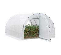 Outsunny Invernadero túnel Reforzado 12m² 4x3x2m 25mm Blanco | Superficie del suelo, marco tubular, puerta doble con manijas
