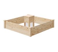 Outsunny Jardín elevado de madera cuadrado con compostador diseño de fondo abierto 123 x 123 x 25,5 cm madera natural
