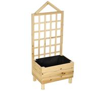 Outsunny Jardinera con Celosía de Madera con Tela no Tejida 2 Orificios de Drenaje para Cultivos Verduras 60x43x147 cm Natural Aosom España