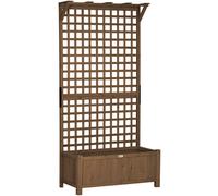 Outsunny Jardinera con Celosía de Madera para Enredaderas Cultivo de Plantas para Patio Terraza 90x45x183 cm Marrón Aosom España