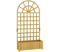 Outsunny Jardinera con Enrejado de Madera con Drenaje para Cultivos Verduras Flores Hierbas 90x30x180 cm Natural