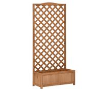 Outsunny Jardinera con Enrejado de Madera Jardineras de madera con Soporte para Trepadora Cultivos Plantas Flores 76x36x170cm Marrón Aosom España