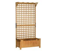 Outsunny Jardinera con Celosía de Madera 90x45x183 cm Natural Aosom España