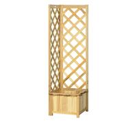 Outsunny jardinera con enrejado de madera macetero exterior para esquina jardinera elevada para plantas trepadoras en patio terraza 40x40x145 cm natural 40 cm