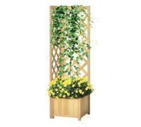 Outsunny jardinera con enrejado de madera macetero exterior para esquina jardinera elevada para plantas trepadoras en patio terraza 40x40x145 cm natural