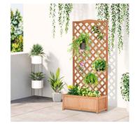 Outsunny Jardinera con Enrejado de Madera Jardineras de madera con Soporte para Trepadora Cultivos Plantas Flores 76x36x170cm Marrón Aosom España