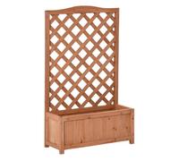 Outsunny Jardinera con Enrejado de Madera Maciza Arriate Macetero con Soporte para Trepadora Cultivos Plantas Flores para Balcón Terraza Jardín Exterior 70x28x117 cm Marrón