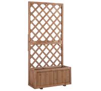 Outsunny Jardinera con Enrejado de Madera Maciza con Soporte para Trepadora 72,5x31,5x149,5 cm Natural Aosom España