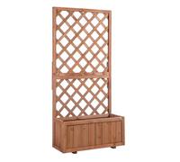 Outsunny Jardinera con Enrejado de Madera Maciza Macetero de Jardín con Soporte para Trepadora para Cultivo de Plantas Flores en Exterior 72,5x31,5x149,5 cm Natural