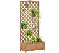 Outsunny Jardinera con Enrejado de Madera Maciza para jardín