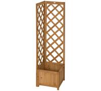 Outsunny Jardinera con Enrejado de Madera para Trepadoras Plantas Flores Decoración en Esquinas 40x40x145 cm Natural Aosom España