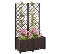 Outsunny Jardinera con Enrejado de PP Jardinera Exterior Grande con Ofricios de Drenaje y Reservorios de Agua para Plantas Trepadoras Macetero con Soporte para Jardín Patio Terraza 80x40x135 cm Marrón