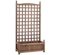Outsunny Jardinera con enrejado jardinera sobre Pies 64x28x120 cm Incluye Inserts de Riego Madera de Pino tratada Aosom España