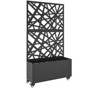 Outsunny Jardinera con Enrejado para Trepadoras con Ruedas y Orificios de Drenaje, de Metal, 90x30x160 cm, Negro Aosom España